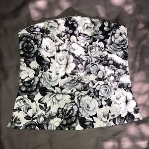 WHBM Black/White Floral Corset Top, Sz 6